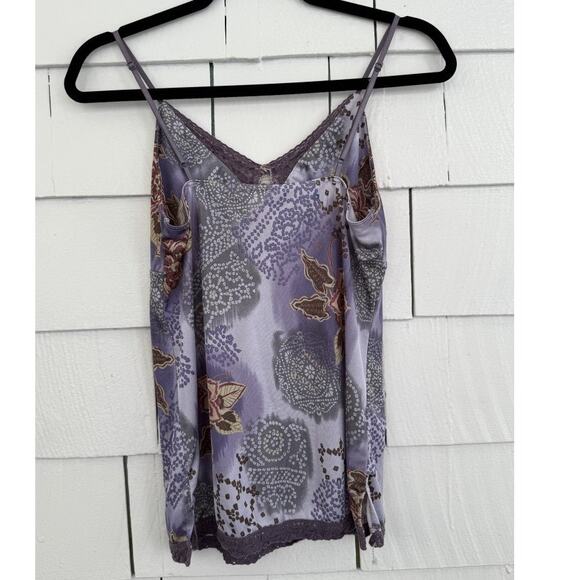 Vtg Xhilaration Womens Medium Y2K Babydoll Floral Satin Crochet Trim Cami Purple - Picture 2 of 8